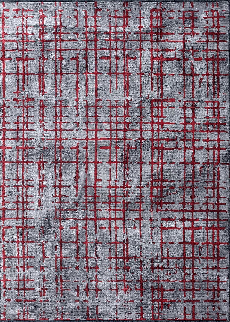 Ember Grey / Red – Edition Collection · handgeknüpfter Designerteppich von NEGRA Zürich