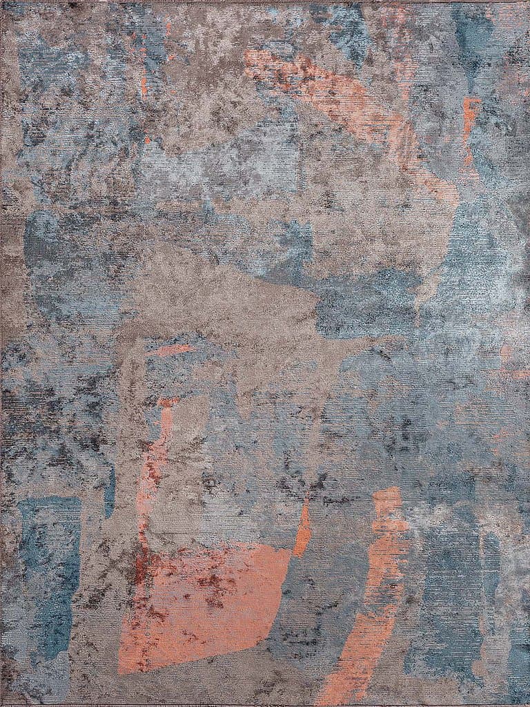 Mirva Blue / Coral – Edition Collection · handgeknüpfter Designerteppich von NEGRA Zürich