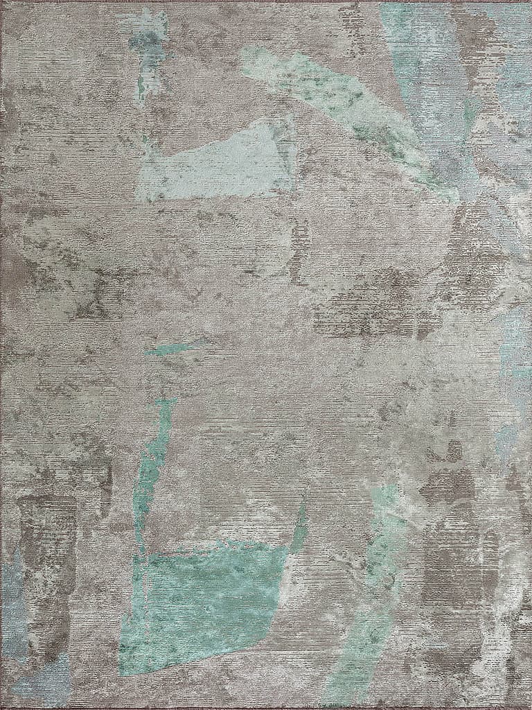 Mirva Grey / Turquoise – Edition Collection · handgeknüpfter Designerteppich von NEGRA Zürich