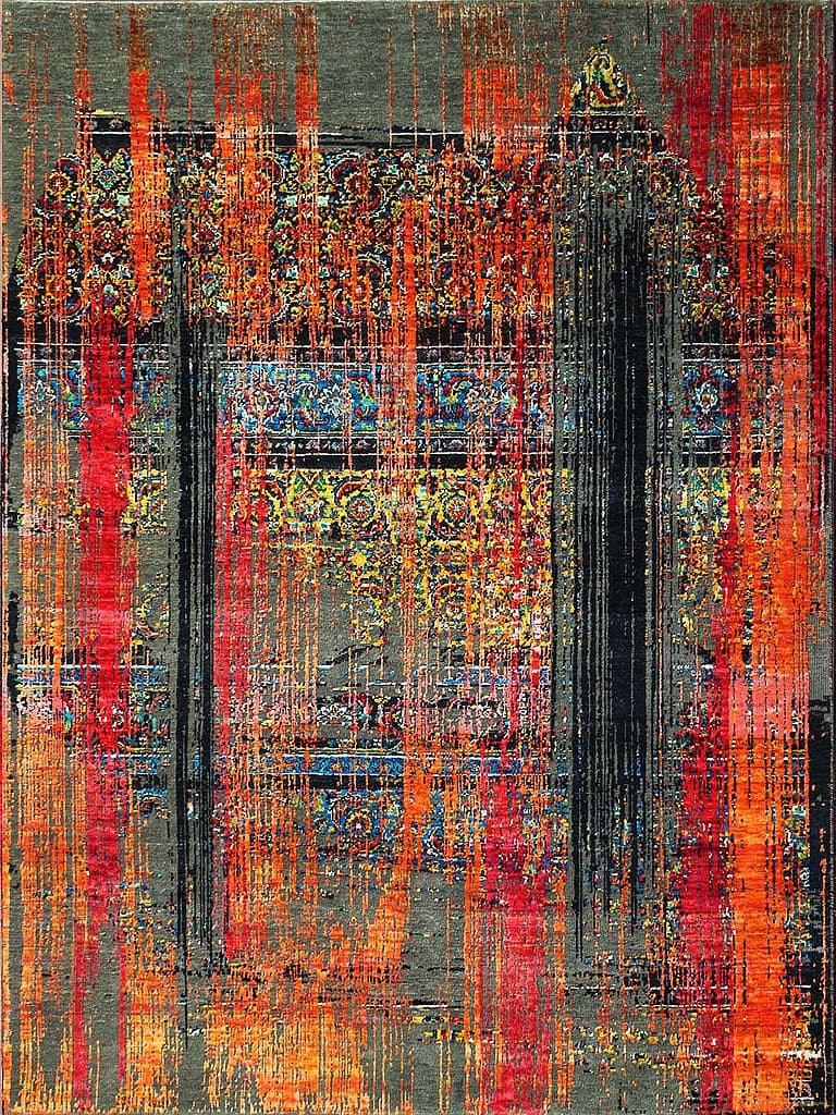 Kalaido Orange – Radiance Collection · handgeknüpfter Designerteppich von NEGRA Zürich