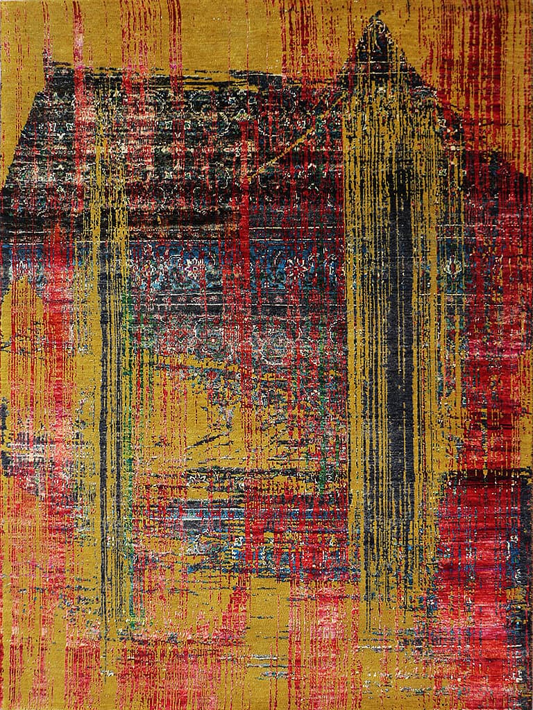 Kalaido Yellow – Radiance Collection · handgeknüpfter Designerteppich von NEGRA Zürich