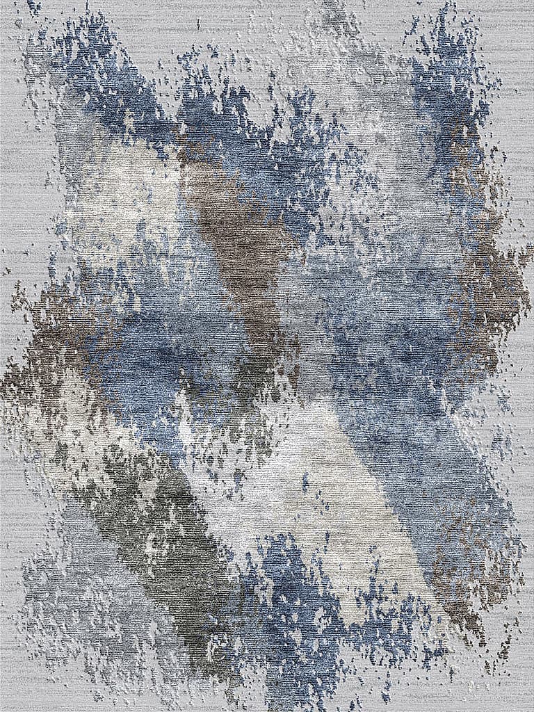 Ocean Current Blue / Grey – Skyview Collection · handgeknüpfter Designerteppich von NEGRA Zürich